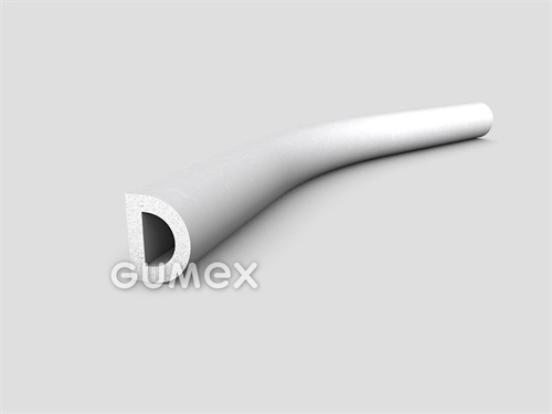 "D" mikroporöses Silikonprofil mit Loch, 16x12/R8mm, Dichte 400kg/m3, -60°C/+230°C, weiß, 